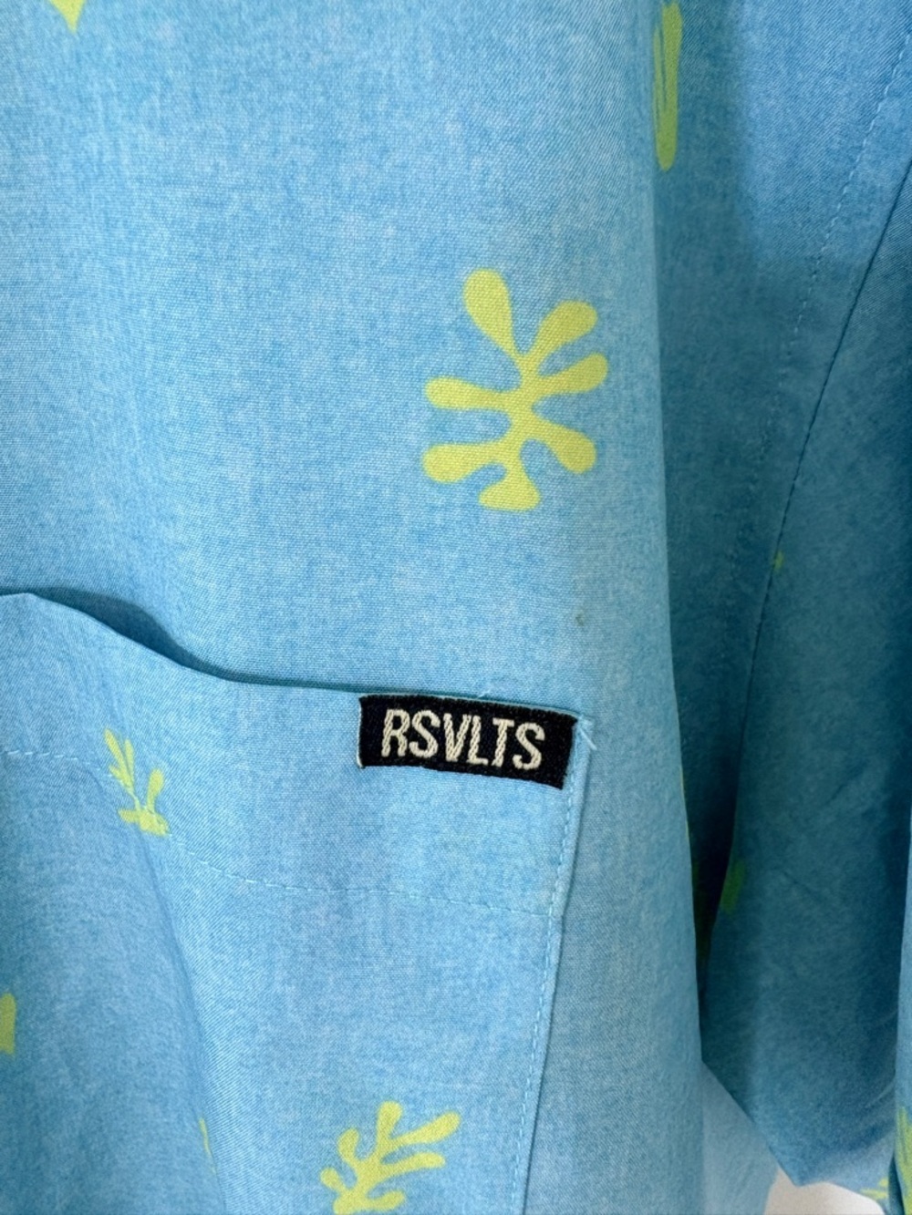 RSVLTS Light Blue Short-Sleeve Button-Down Shirt with Lime Print - Picture 5 of 8